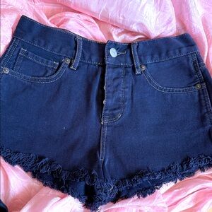Women's Navy Frayed Cutoff Shorts